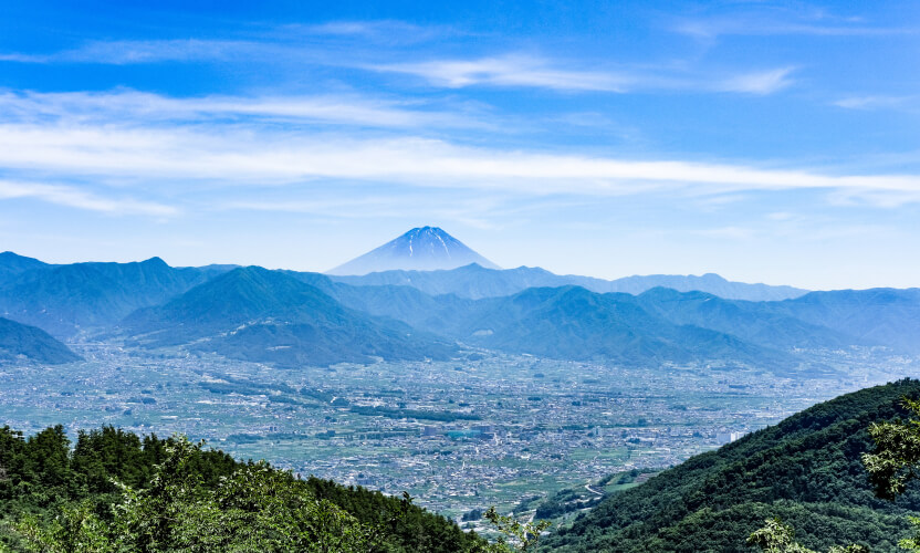 甲府盆地の風景